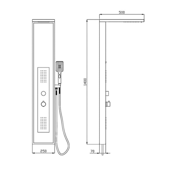 Στήλη Ντους-Υδρομασάζ Nios Μαύρη Ματ 